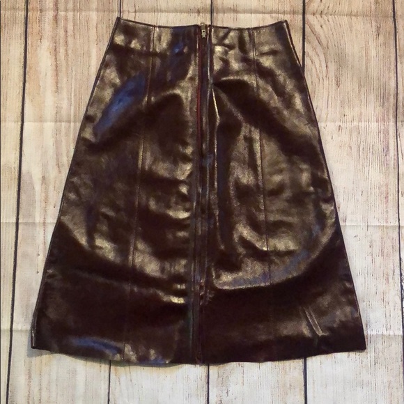 Reiss Hanna Oxblood Patent Leather Midi Skirt - Picture 6 of 8